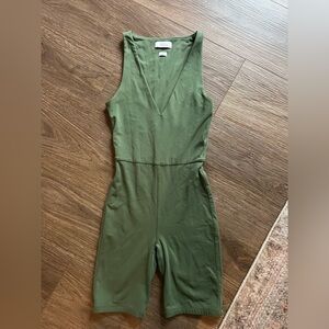 Aritzia Babaton Forest Green V-Neck Jumpsuit